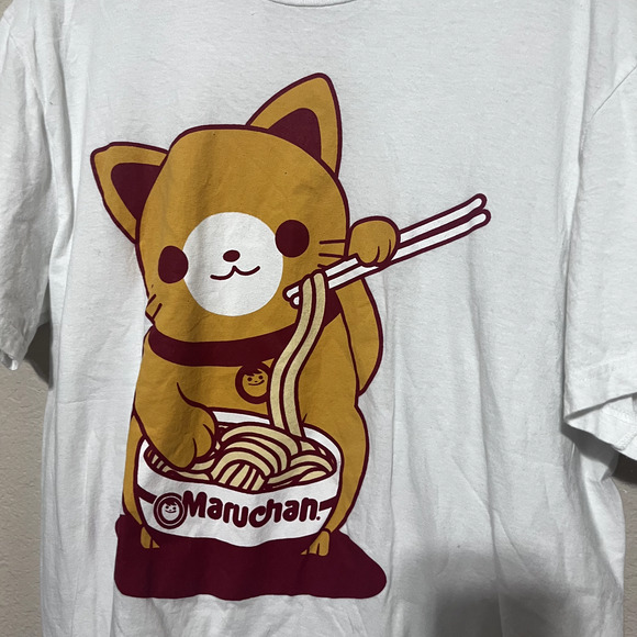 Maruchan Instant Lunch Ramen T-Shirt White Cat Graphic Logo womens Large L - Picture 2 of 4